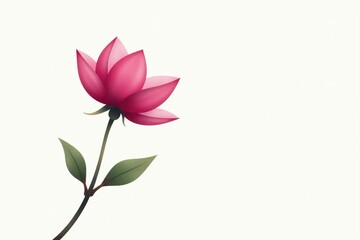 Fototapeta premium Single wilted blossom, minimalist line art, white background , symbolic, broken heart, grief