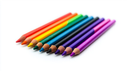 Fototapeta premium Set of colorful crayons evoke joyful mood, isolated on white background