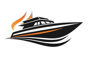 Luxury yacht, a vector icon illustration of a motor vessel for sea travel and sport