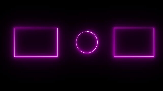 Abstract neon line picture frame background, Rectangular Fire effect Animation. Fire Flame Gradually Appearing in A rectangle Frame