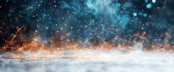 Frosted, fiery, connected digital landscape