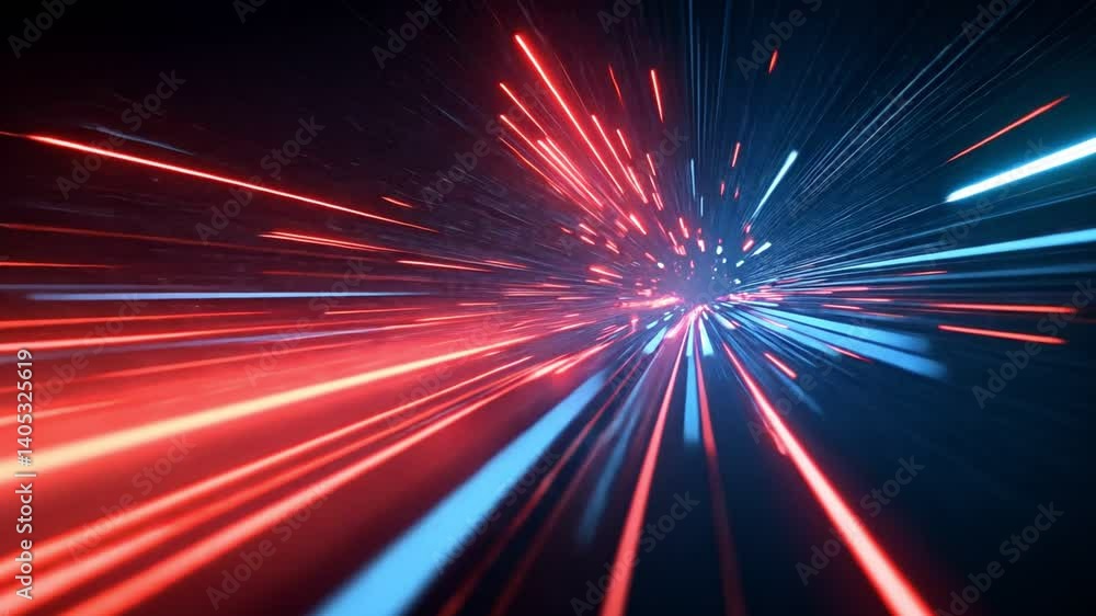 Aufkleber speed of light: a dynamic illustration of the concept of speed and data transfer, a luminous display