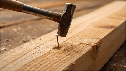 hammer and nails on wood
