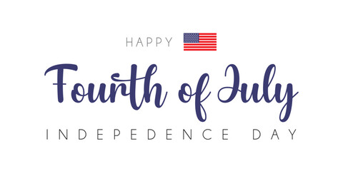 4th of July independence day on solid white background. Patriotic design for American Independence Day celebration. 