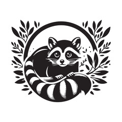 Ringtail Vector - Minimalist Ringtail Silhouette - Ringtail Illustration - Ringtail art.