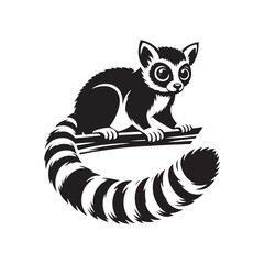 Ringtail Vector - Minimalist Ringtail Silhouette - Ringtail Illustration - Ringtail art.