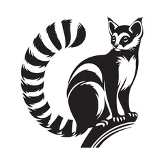 Ringtail Vector - Minimalist Ringtail Silhouette - Ringtail Illustration - Ringtail art.