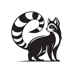 Ringtail Vector - Minimalist Ringtail Silhouette - Ringtail Illustration - Ringtail art.