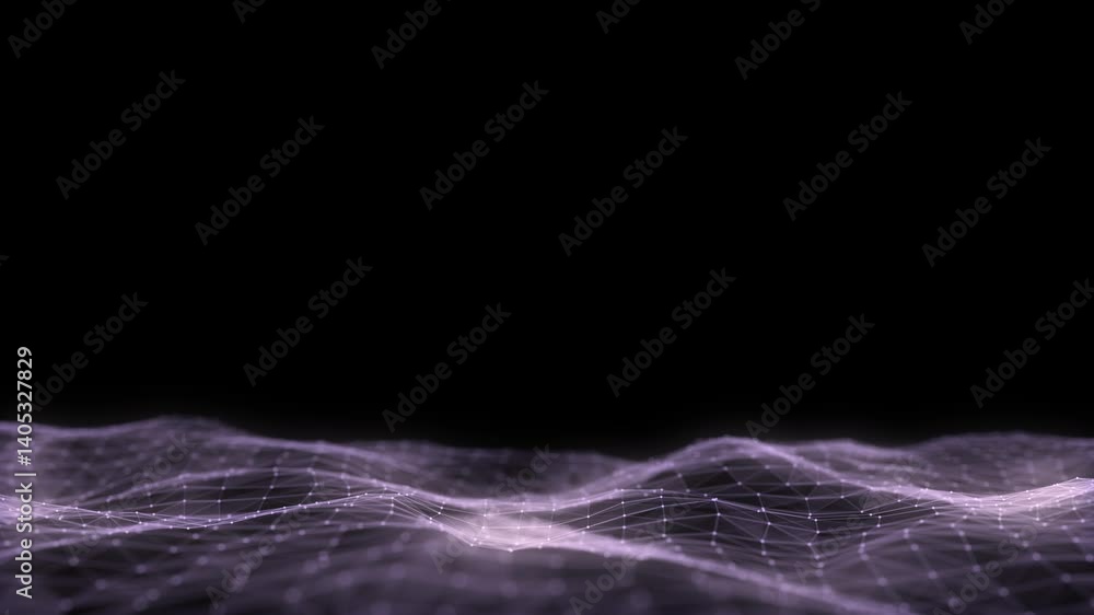 Fototapete abstract technology wave of particles and lines. big data visualization. dark background with motion