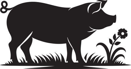 Obraz premium A silhouette pig illustration