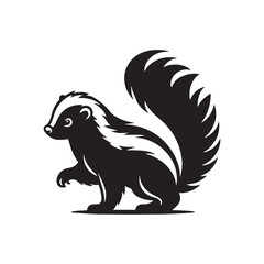 Skunk Silhouette - Minimalist Skunk Vector Artwork - Black and White Skunk Illustration.