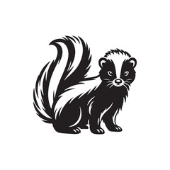 Skunk Silhouette - Minimalist Skunk Vector Artwork - Black and White Skunk Illustration.