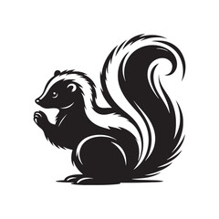 Skunk Silhouette - Minimalist Skunk Vector Artwork - Black and White Skunk Illustration.