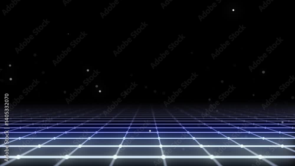 Aufkleber technology wireframe landscape. perspective grid. digital space. blue mesh on a black background. 3d