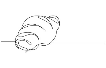 Continuous one line art Croissant icon badge bakery