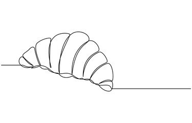 Continuous one line art Croissant icon badge bakery