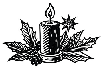 Christmas candle vector illustration.