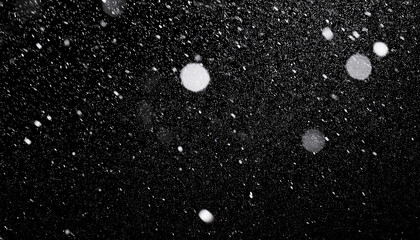 falling snow at night bokeh lights on black background flying snowflakes in the air overlay texture snowstorm