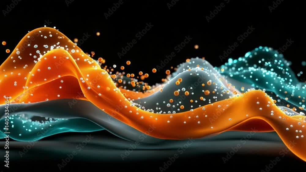 Poster abstract flowing fabric art: digital artwork showcasing a dynamic composition of undulating fabric-l