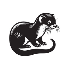 Stoat Vector art - Minimal Stoat Silhouette - Stoat Illustration - Stoat Black and White Design.