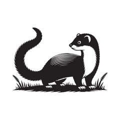 Stoat Vector art - Minimal Stoat Silhouette - Stoat Illustration - Stoat Black and White Design.