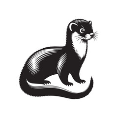 Stoat Vector art - Minimal Stoat Silhouette - Stoat Illustration - Stoat Black and White Design.