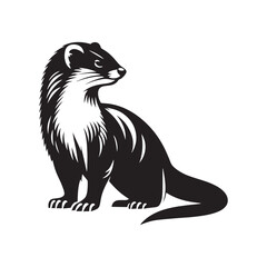 Stoat Vector art - Minimal Stoat Silhouette - Stoat Illustration - Stoat Black and White Design.