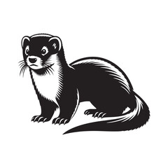 Stoat Vector art - Minimal Stoat Silhouette - Stoat Illustration - Stoat Black and White Design.