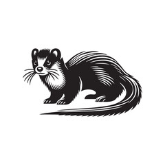 Stoat Vector art - Minimal Stoat Silhouette - Stoat Illustration - Stoat Black and White Design.