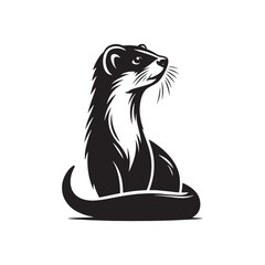 Stoat Vector art - Minimal Stoat Silhouette - Stoat Illustration - Stoat Black and White Design.