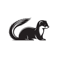 Stoat Vector art - Minimal Stoat Silhouette - Stoat Illustration - Stoat Black and White Design.