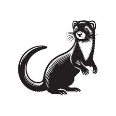 Stoat Vector art - Minimal Stoat Silhouette - Stoat Illustration - Stoat Black and White Design.