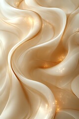 Abstract beige fabric waves with golden sparkles.