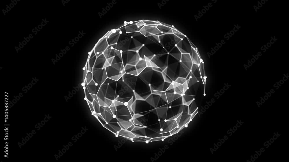 Poster futuristic black sphere of particles and lines. network connection big data. abstract technology bac