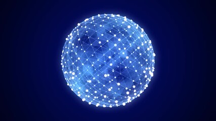 Futuristic blue sphere of particles and lines. Network connection big data. Abstract technology background. 3d rendering. - Powered by Adobe