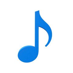Blue music note icon 3d rendering, isolated audio symbol, melody sign, cartoon plastic style musical element for design or app png isolate on white background Download.