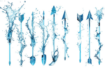 Set of water splashing isolated on white background