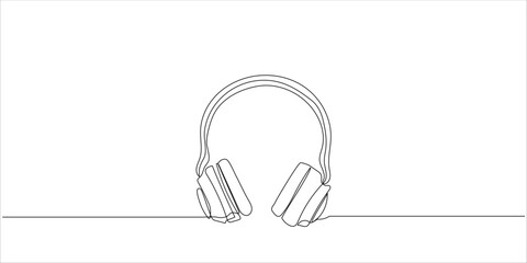 continuous one line drawing Minimalistic design of headphones on a clean background with emphasis on sound and style ideal for music lovers