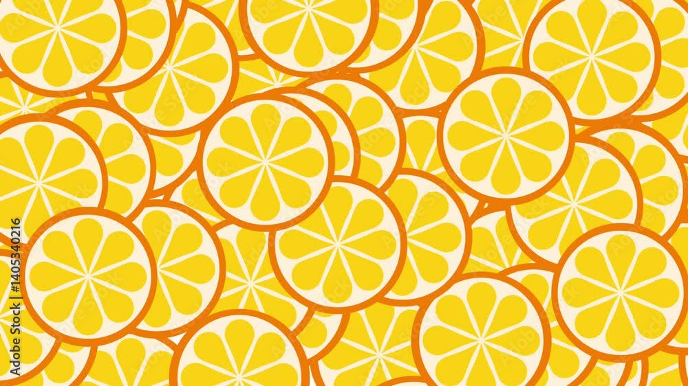 Poster tightly packed pattern of orange slices creating a vibrant mosaic effect, symbolizing citrus energy 