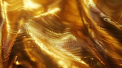Luxurious Golden Abstract Texture with Sparkling Light Wave Pattern – Futuristic Elegance Background