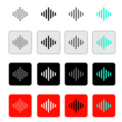 Obraz premium Black and white sound wave icons and colored buttons