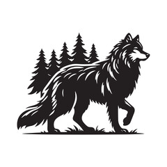 Timber Wolf Silhouette - Timber Wolf Vector - Timber Wolf Illustration - Timer Wolf Artwork.