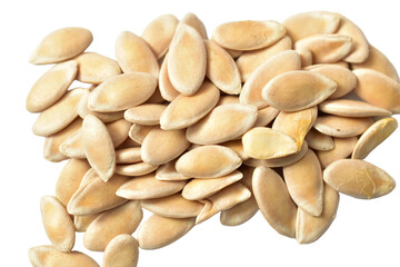 Melon seeds for planting in garden soil lie on a PNG background.