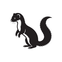 Weasel Animal Silhouette - Minimal Weasel Vector - Weasel Illustration - Weasel Animal Artwork.