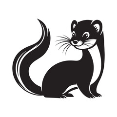 Weasel Animal Silhouette - Minimal Weasel Vector - Weasel Illustration - Weasel Animal Artwork.