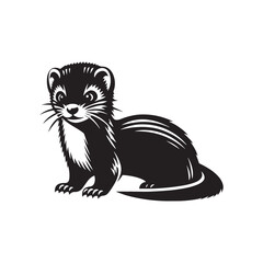 Weasel Animal Silhouette - Minimal Weasel Vector - Weasel Illustration - Weasel Animal Artwork.
