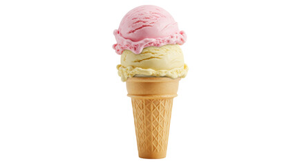 Isolated Double Scoop Ice Cream Cone
