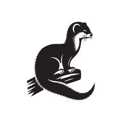 Weasel Animal Silhouette - Minimal Weasel Vector - Weasel Illustration - Weasel Animal Artwork.