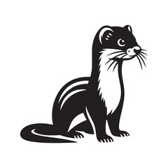 Weasel Animal Silhouette - Minimal Weasel Vector - Weasel Illustration - Weasel Animal Artwork.