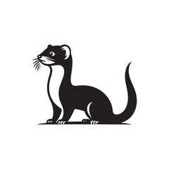 Weasel Animal Silhouette - Minimal Weasel Vector - Weasel Illustration - Weasel Animal Artwork.